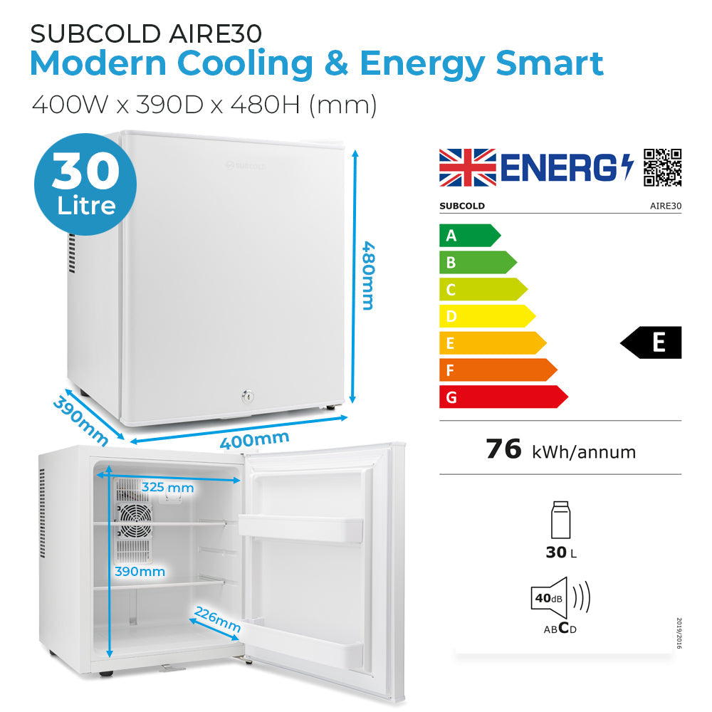 Subcold Aire30 LED Mini Fridge - White