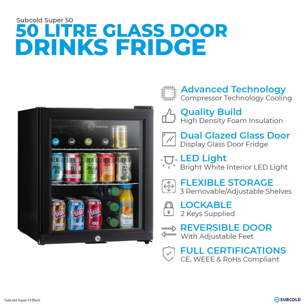 Subcold Super 50 LED Beer Fridge - Black