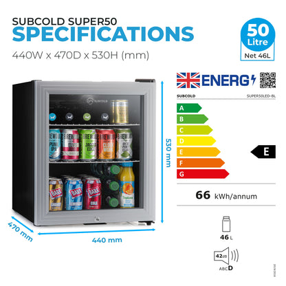 Subcold Super 50 LED Beer Fridge - Silver