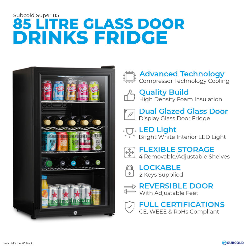 Subcold Super 85 LED Beer Fridge - Black