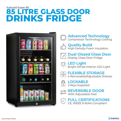 Subcold Super 85 LED Beer Fridge - Black