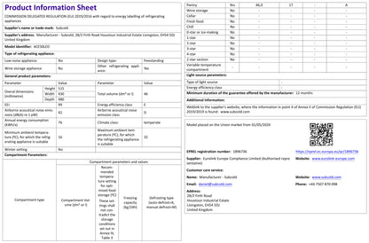 Subcold Ace 50 LED Touch Control Beer Fridge - Black