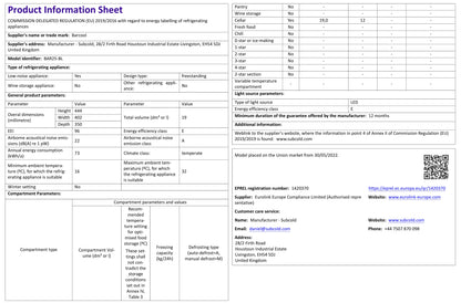 Barcool Bar25 LED - Mini Bar Fridge