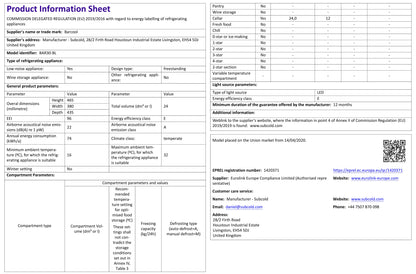 Barcool Bar30 LED - Mini Bar Fridge