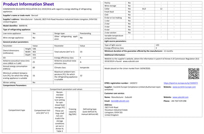 Barcool Bar40 LED - Mini Bar Fridge