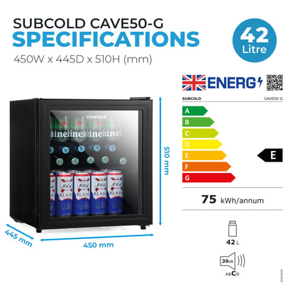 Subcold Cave50 Glass Door Beer Fridge