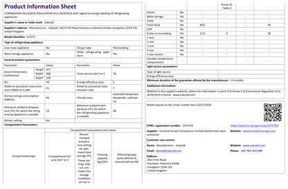 Subcold Eco75 Table Top Fridge - White