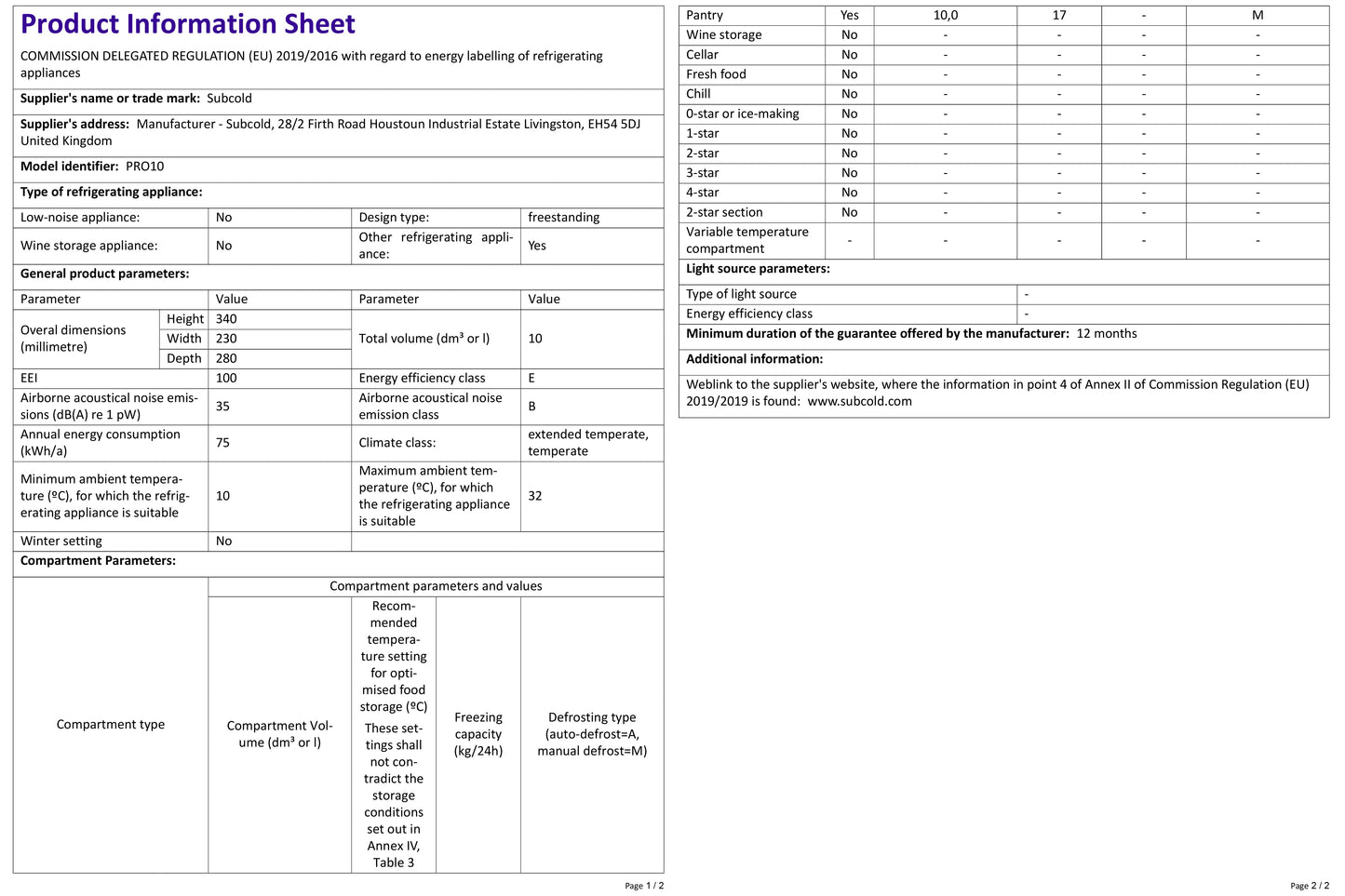 Subcold Pro 10L Mini Fridge