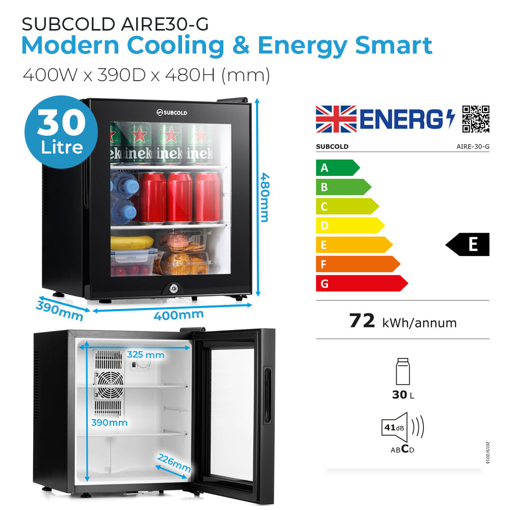 Subcold Aire30-G LED Mini Fridge - Black