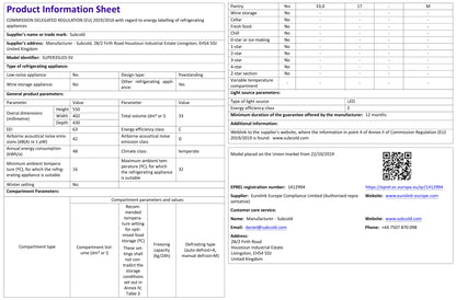 Subcold Super 35 LED Beer Fridge - Silver